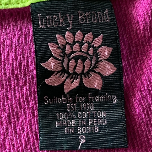 Lucky Brand Hot Pink Peace Mid-length Sleeve Shirt- Size Small - Picture 5 of 7